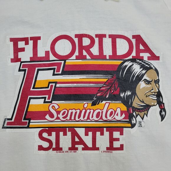 Vintage 1981 Florida State Hoodie Shirt Small 20x24 White FSU 80s Lightweight - Picture 8 of 14